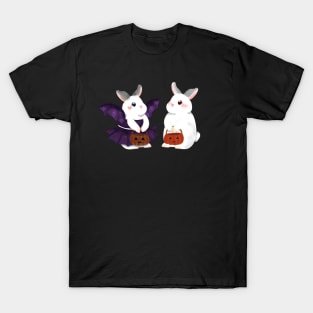 couple white rabbit and overdress bat rabbit _ Bunniesmee Halloween edition T-Shirt